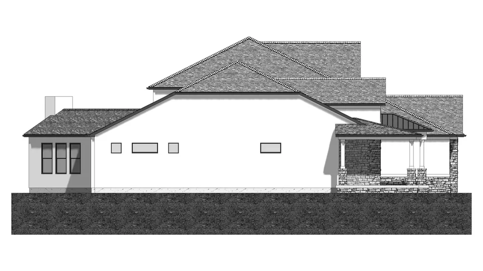 The Oakwood house plan, exterior view 4